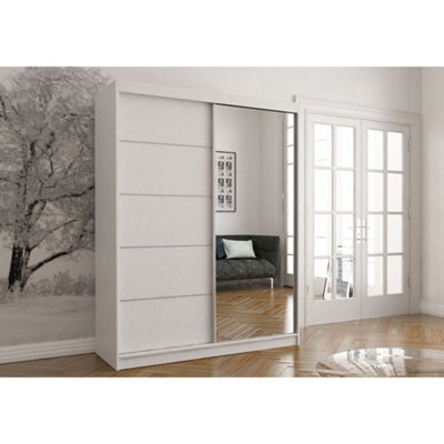 Arte Vista 05 - Versatile White Mirrored Sliding Door Wardrobe With Ample Storage Space (H)2000mm X (W)1500mm X (D)610mm - image 1