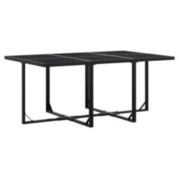 Walplus 7 Piece Garden Outdoor Dining Set Suitable For Backyard, Patio Black Poly Rattan - thumbnail 3
