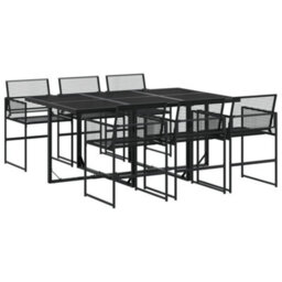 Walplus 7 Piece Garden Outdoor Dining Set Suitable For Backyard, Patio Black Poly Rattan - thumbnail 2