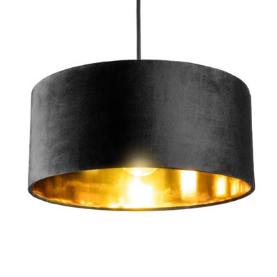 CGC Lighting Cgc Milano Black & Gold Large Velvet Fabric Pendant Shade - image 1