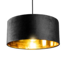 CGC Lighting Cgc Milano Black & Gold Large Velvet Fabric Pendant Shade