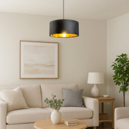 CGC Lighting Cgc Milano Black & Gold Large Velvet Fabric Pendant Shade - thumbnail 2