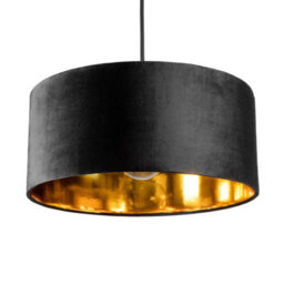 CGC Lighting Cgc Milano Black & Gold Large Velvet Fabric Pendant Shade - thumbnail 4