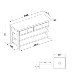 Homestylestore 1215mm Antique White And Oak Bathroom Vanity Unit With Square Countertop Basins And Gold Round Handles - thumbnail 5