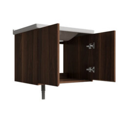 Living And Home Walnut Bathroom Vanity Unit With Integrated Ceramic Basin & Storage Shelf - thumbnail 6