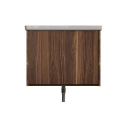 Living And Home Walnut Bathroom Vanity Unit With Integrated Ceramic Basin & Storage Shelf - thumbnail 3