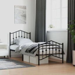 Berkfield Metal Bed Frame Without Mattress With Footboard Black 80X200Cm - thumbnail 1
