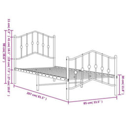 Berkfield Metal Bed Frame Without Mattress With Footboard Black 80X200Cm - thumbnail 9