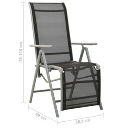 Vidaxl Reclining Garden Chairs 2 Pcs Textilene And Aluminium Silver - thumbnail 9