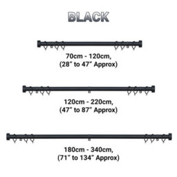 A.unique Home Stud End Metal Extendable Curtain Pole With Rings And Fittings (25/28mm) - Matte Black, 180Cm - 340Cm Approx - thumbnail 6