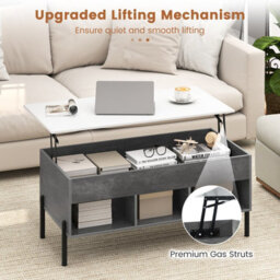 Costway Lift Top Coffee Table For Living Room Central Cocktail Table-Grey - thumbnail 6