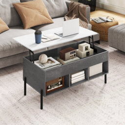 Costway Lift Top Coffee Table For Living Room Central Cocktail Table-Grey - thumbnail 4