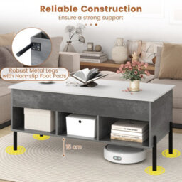 Costway Lift Top Coffee Table For Living Room Central Cocktail Table-Grey - thumbnail 8
