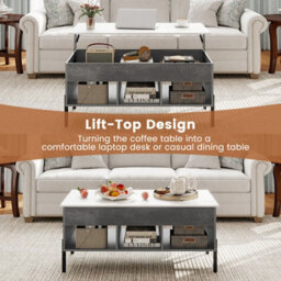 Costway Lift Top Coffee Table For Living Room Central Cocktail Table-Grey - thumbnail 9