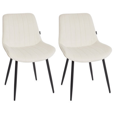 Beliani Set Of 2 Dining Chairs Dubrovnik Velvet Light Beige - image 1