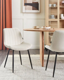Beliani Set Of 2 Dining Chairs Dubrovnik Velvet Light Beige - thumbnail 2