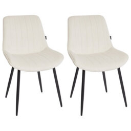 Beliani Set Of 2 Dining Chairs Dubrovnik Velvet Light Beige