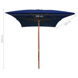 Walplus Garden Parasol With Wooden Pole Blue 200X300 Cm - thumbnail 6