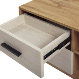 Beliani Rustic Tv Stand Light Brown And White - Fits Up To 55-Inch Tvs, 4 Drawers, W120 X D40 X H49 Cm - thumbnail 7