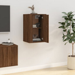 Berkfield Classic Wall Mounted Tv Cabinet Brown Oak 40X34.5X60 Cm - thumbnail 4