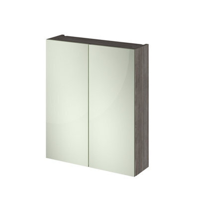 Oem Wall Hung Double Door Mirror Storage Cabinet 600mm Brown Grey Avola - image 1