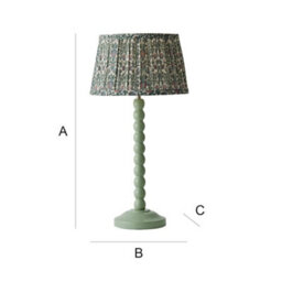 Valuelights Bobbin Pastel Green Table Lamp With Floral Pleated Shade - thumbnail 9