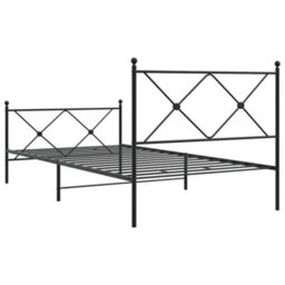 Berkfield Metal Bed Frame Without Mattress With Footboard Black 100X190Cm - thumbnail 6