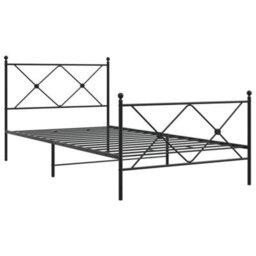 Berkfield Metal Bed Frame Without Mattress With Footboard Black 100X190Cm - thumbnail 3