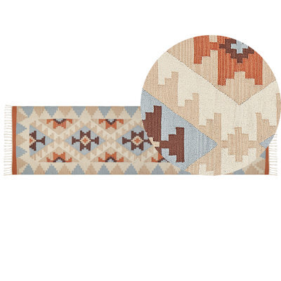 Beliani Rug Dilijan Multicolour 80 X 300 Cm Cotton Kilim - image 1