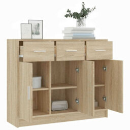 Vidaxl Sideboard Sonoma Oak 91X28X75 Cm Engineered Wood - thumbnail 4