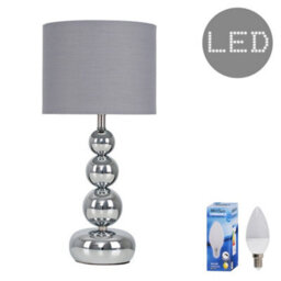 Valuelights Marrissa Chrome Table Lamp - Includes E14 Bulb In Warm White