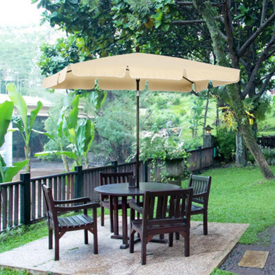 Outsunny Aluminium Sun Umbrella Parasol Patio Rectangular 2M X 1.3M Beige - image 1