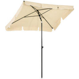 Outsunny Aluminium Sun Umbrella Parasol Patio Rectangular 2M X 1.3M Beige - thumbnail 2