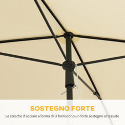 Outsunny Aluminium Sun Umbrella Parasol Patio Rectangular 2M X 1.3M Beige - thumbnail 7