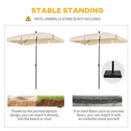 Outsunny Aluminium Sun Umbrella Parasol Patio Rectangular 2M X 1.3M Beige - thumbnail 6