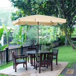 Outsunny Aluminium Sun Umbrella Parasol Patio Rectangular 2M X 1.3M Beige - thumbnail 1