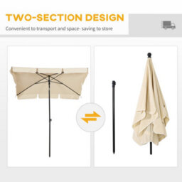 Outsunny Aluminium Sun Umbrella Parasol Patio Rectangular 2M X 1.3M Beige - thumbnail 5