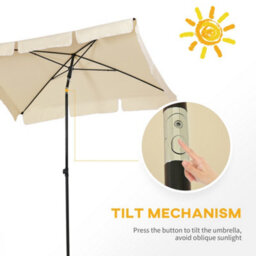 Outsunny Aluminium Sun Umbrella Parasol Patio Rectangular 2M X 1.3M Beige - thumbnail 4