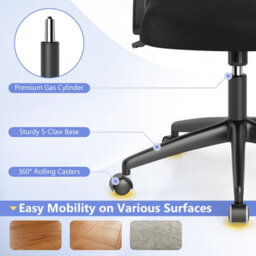 Gainoom Black Office Chair Swivel Mesh Desk Chair Adjustable Height - thumbnail 9
