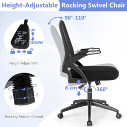 Gainoom Black Office Chair Swivel Mesh Desk Chair Adjustable Height - thumbnail 7