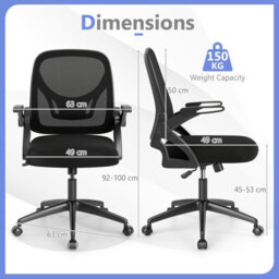 Gainoom Black Office Chair Swivel Mesh Desk Chair Adjustable Height - thumbnail 2