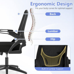 Gainoom Black Office Chair Swivel Mesh Desk Chair Adjustable Height - thumbnail 6