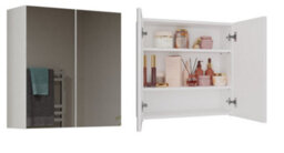 White Mirror Effect Double Bathroom Cabinet Mirrored (H)600mm (W)600mm Solid - thumbnail 5
