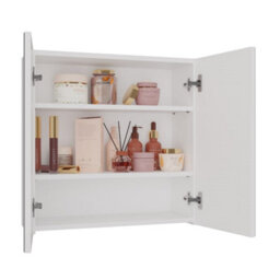 White Mirror Effect Double Bathroom Cabinet Mirrored (H)600mm (W)600mm Solid - thumbnail 4