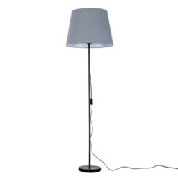 Valuelights Charles Black Floor Lamp With Grey Tapered Shade - thumbnail 1