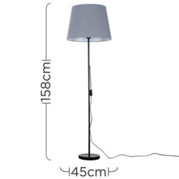 Valuelights Charles Black Floor Lamp With Grey Tapered Shade - thumbnail 6
