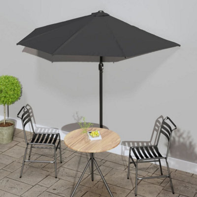 Walplus Garden Parasol With Aluminium Pole Anthracite 270X144 Cm Half - image 1