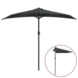Walplus Garden Parasol With Aluminium Pole Anthracite 270X144 Cm Half - thumbnail 2