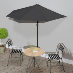 Walplus Garden Parasol With Aluminium Pole Anthracite 270X144 Cm Half - thumbnail 1