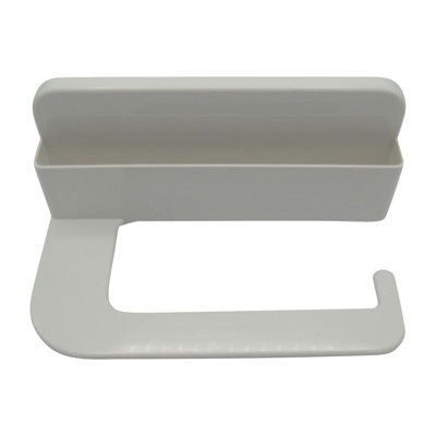 SecureFix Direct Self Adhesive Toilet Roll Holder With Mobile Phone Storage (Wall Mounted White Stick On) - image 1